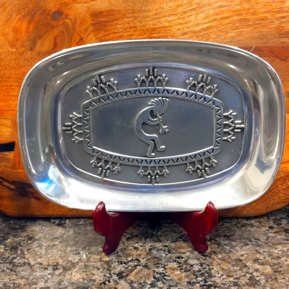 *BOGO* Kokopelli Pewter Wilton Armetale Collectible Rare Vintage Serving Tray - Picture 1 of 3